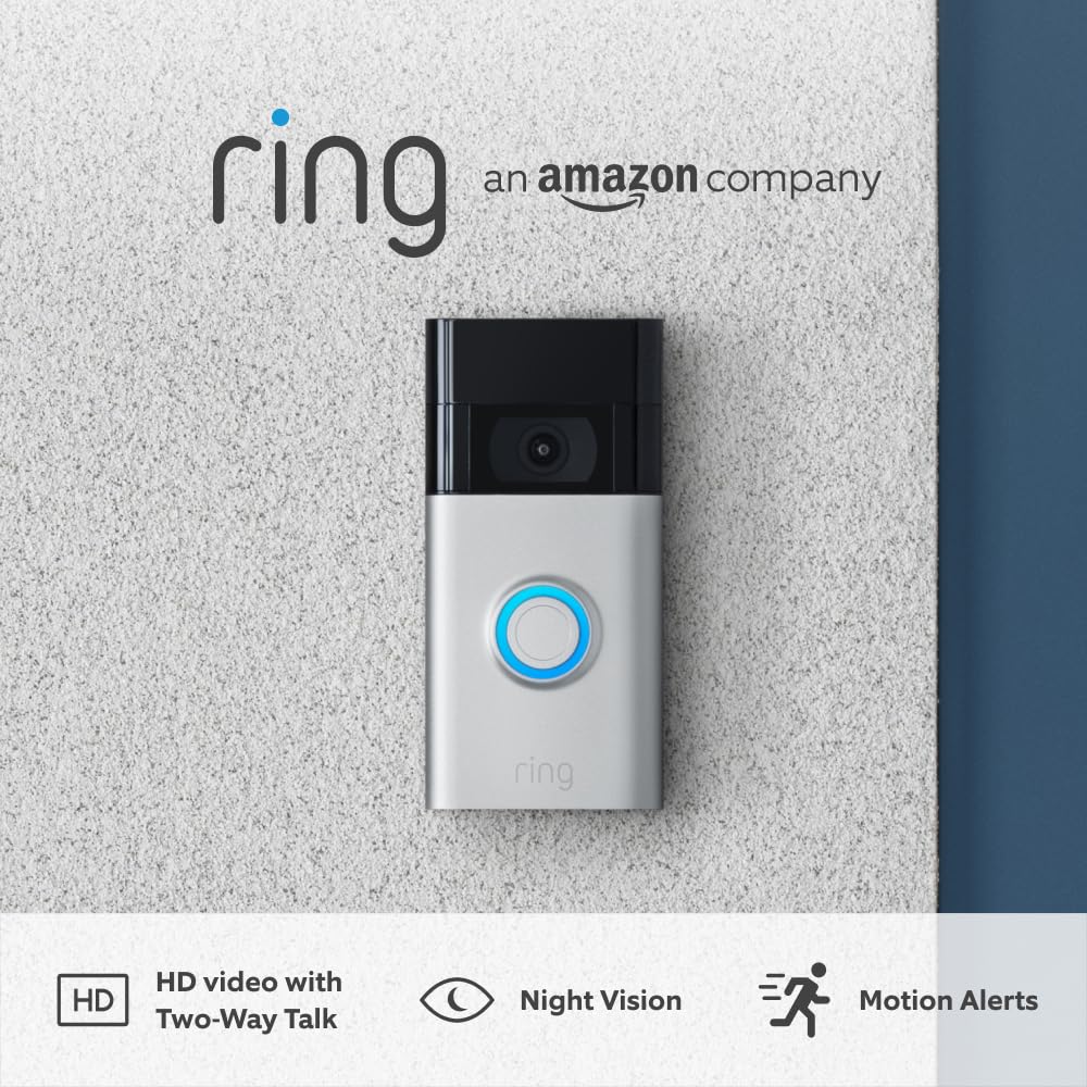 The image displays a Ring Doorbell 2 affixed to a wall. The Ring logo appears at the top.