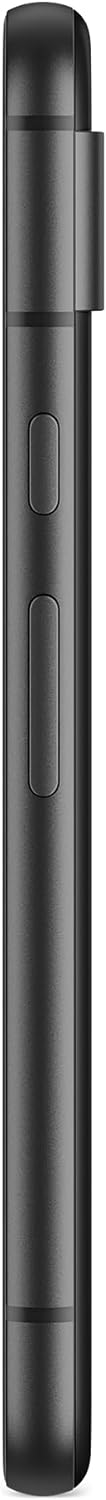 The image shows a long, narrow, black Google Pixel 8a from the side. It has two visible buttons on the body, which are likely to be control or function buttons.