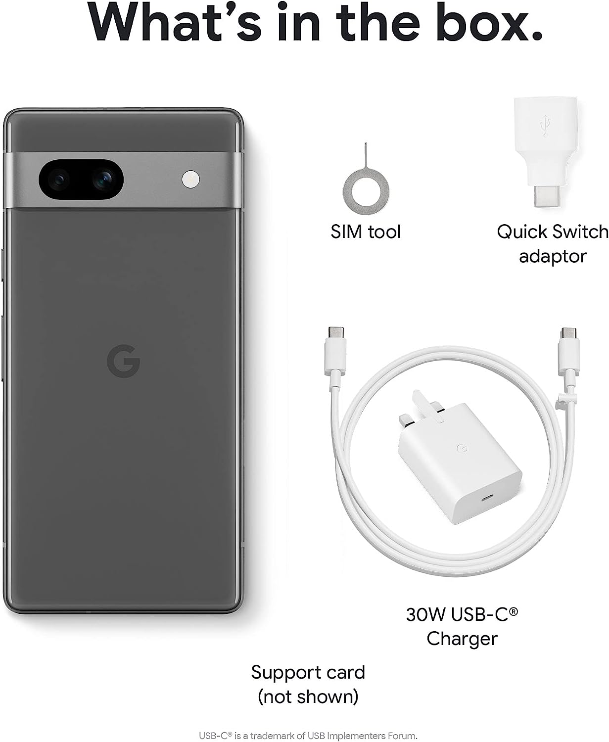 The image shows the contents that come included with the smartphone.