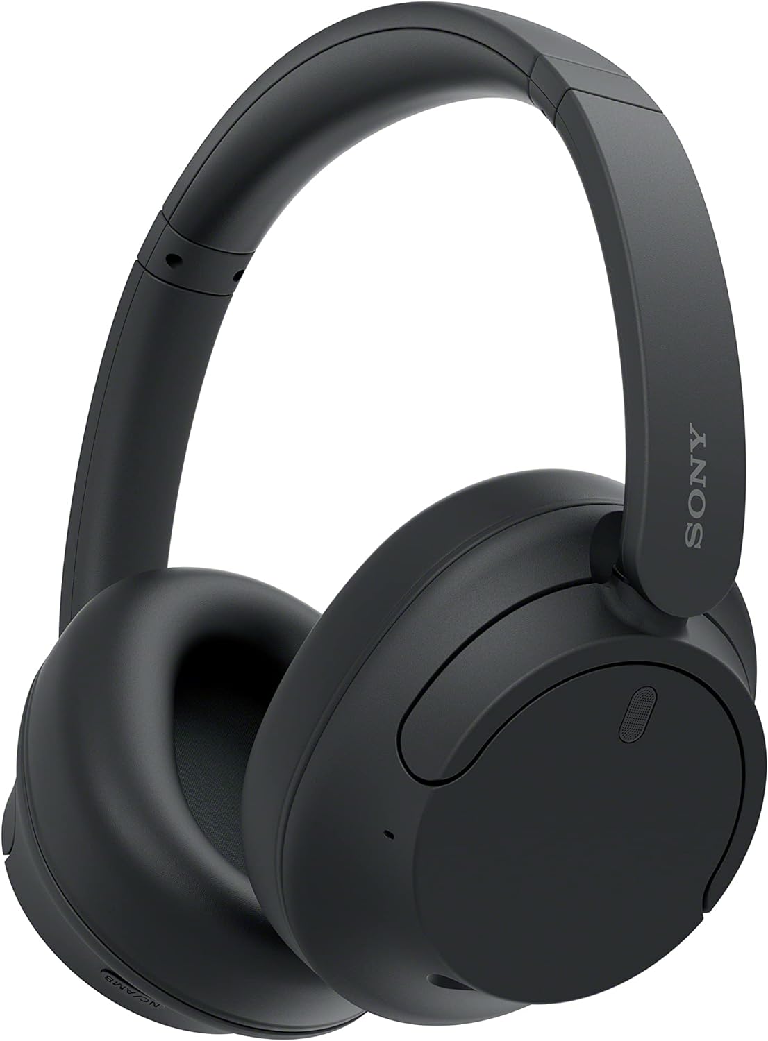 The image shows a pair of over-ear Sony WH-CH720N headphones. They are black in color and feature a contemporary design with cushioned ear cups for comfort. The headphones also sport the logo of Sony, suggesting they are a product manufactured by the Sony Corporation. The design suggests they could be wireless and possibly noise-cancelling, given the absence of wires and the presence of what could be noise-cancellation microphones.