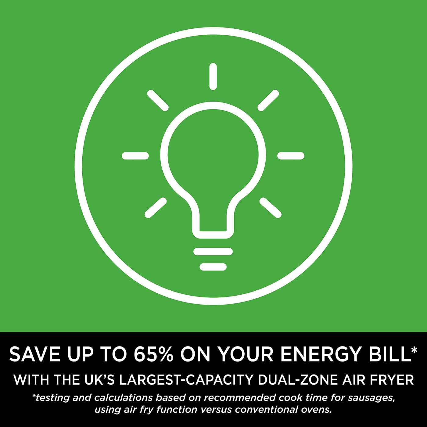 The image shows a graphic design with a light green background and a white circular emblem containing a stylized light bulb.