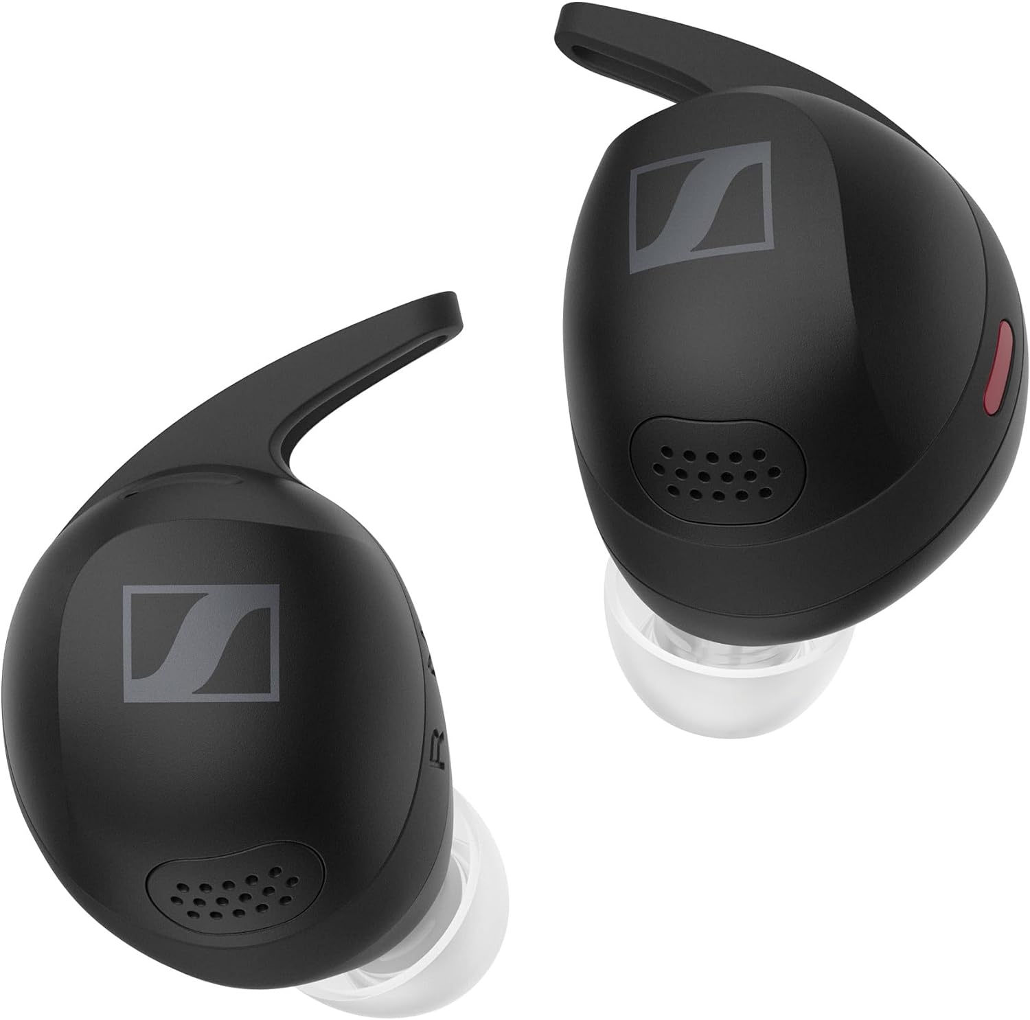 The image shows a pair of wireless earbuds. These are typically used for listening to audio from a device such as a smartphone or computer without the need for a physical connection. They are usually powered by rechargeable batteries and may come with various features like touch controls, noise cancellation, and microphones for making calls.