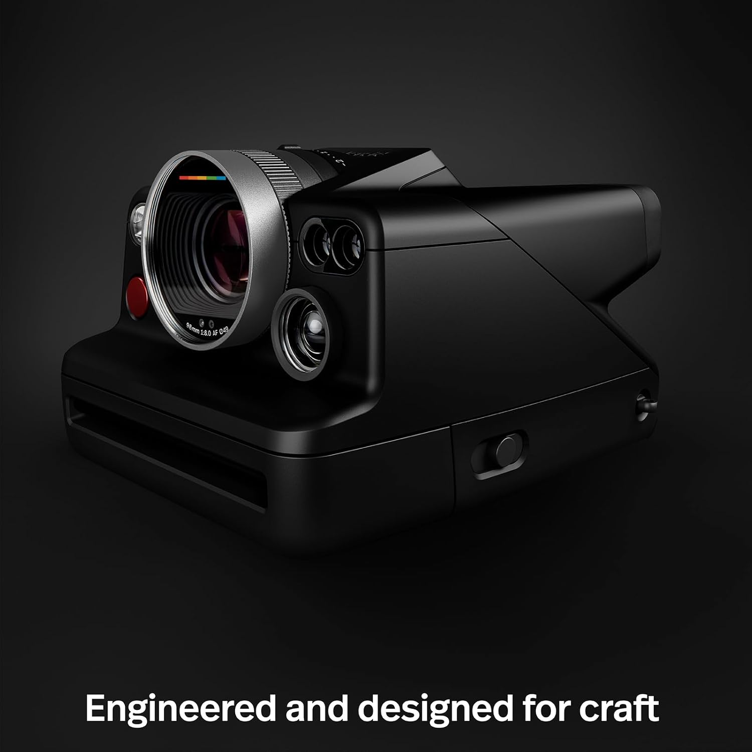 The image shows a modern, sleek Polaroid i-2 a with a notable aesthetic design.