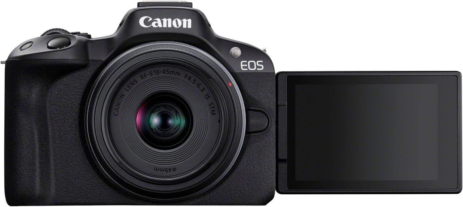 This image shows a digital single-lens reflex (DSLR) camera from the brand Canon, specifically from their EOS series. 